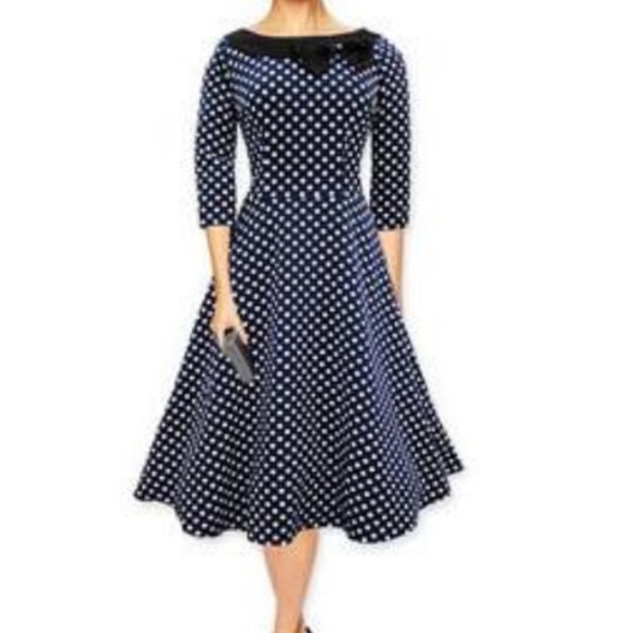 Dresses & Skirts - Navy blue polka dot vintage dressMaterial: cotton